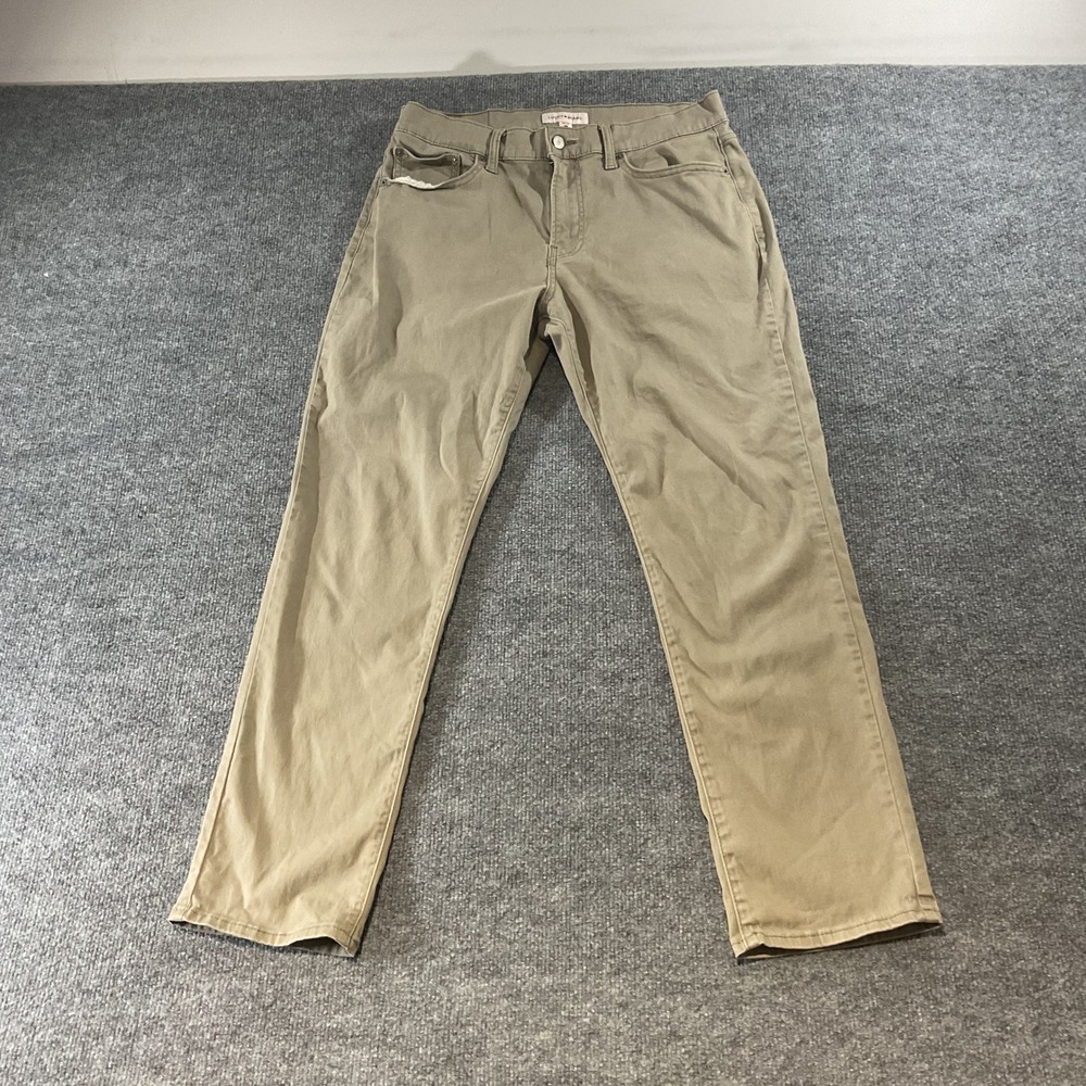 Lucky Brand Mens 33x30 Tan Chino Pants Straight Leg Khaki Casual Trousers